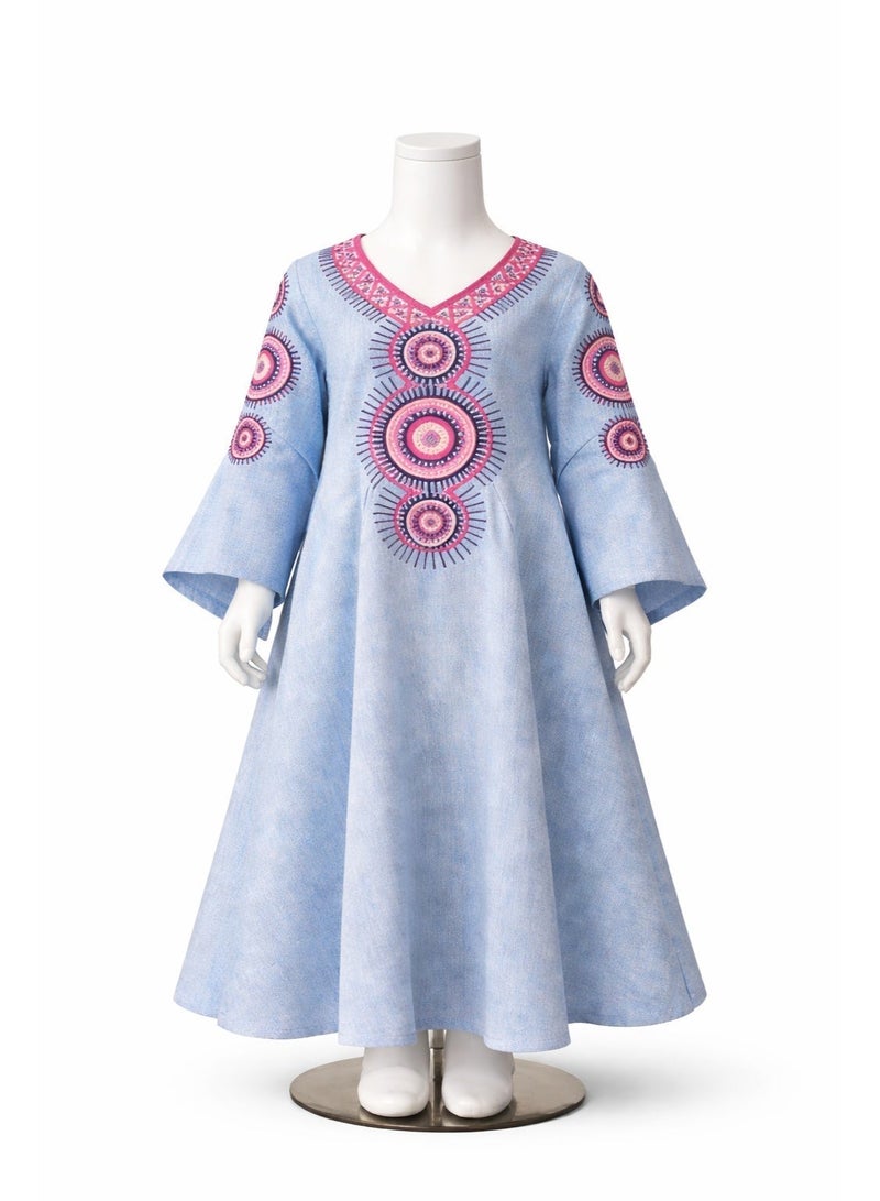 UD Mother & Daughter Embroidered Kuwaiti Ramadan Jalabiya – Elegant Traditional Design, Wide Sleeves & Comfortable Fit size 1 year - Image 2